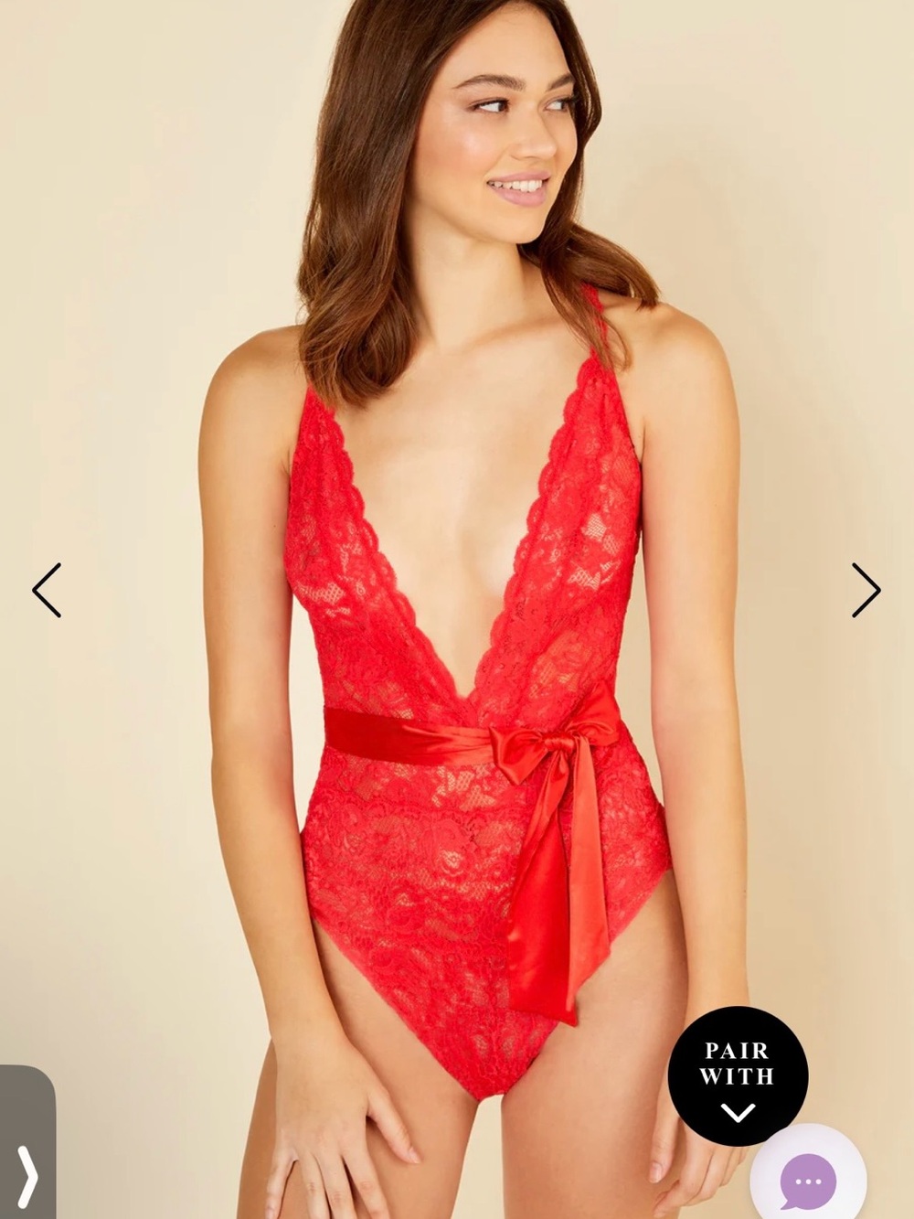 Cosabella Deep-V Lace Bodysuit from Anthropologie